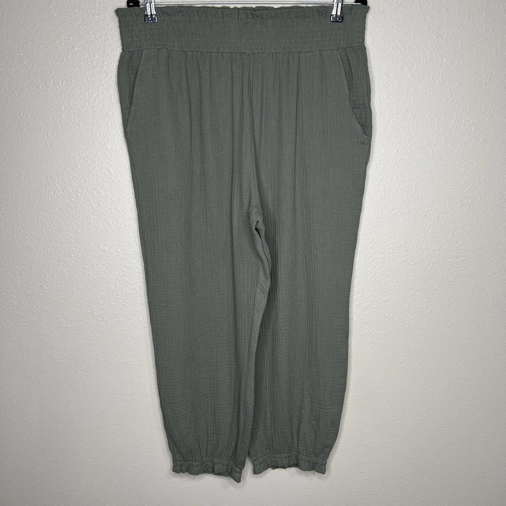 Grace Karin Olive Green High Rise Tapered Stretch Pull On Pants Plus Sz 2XL